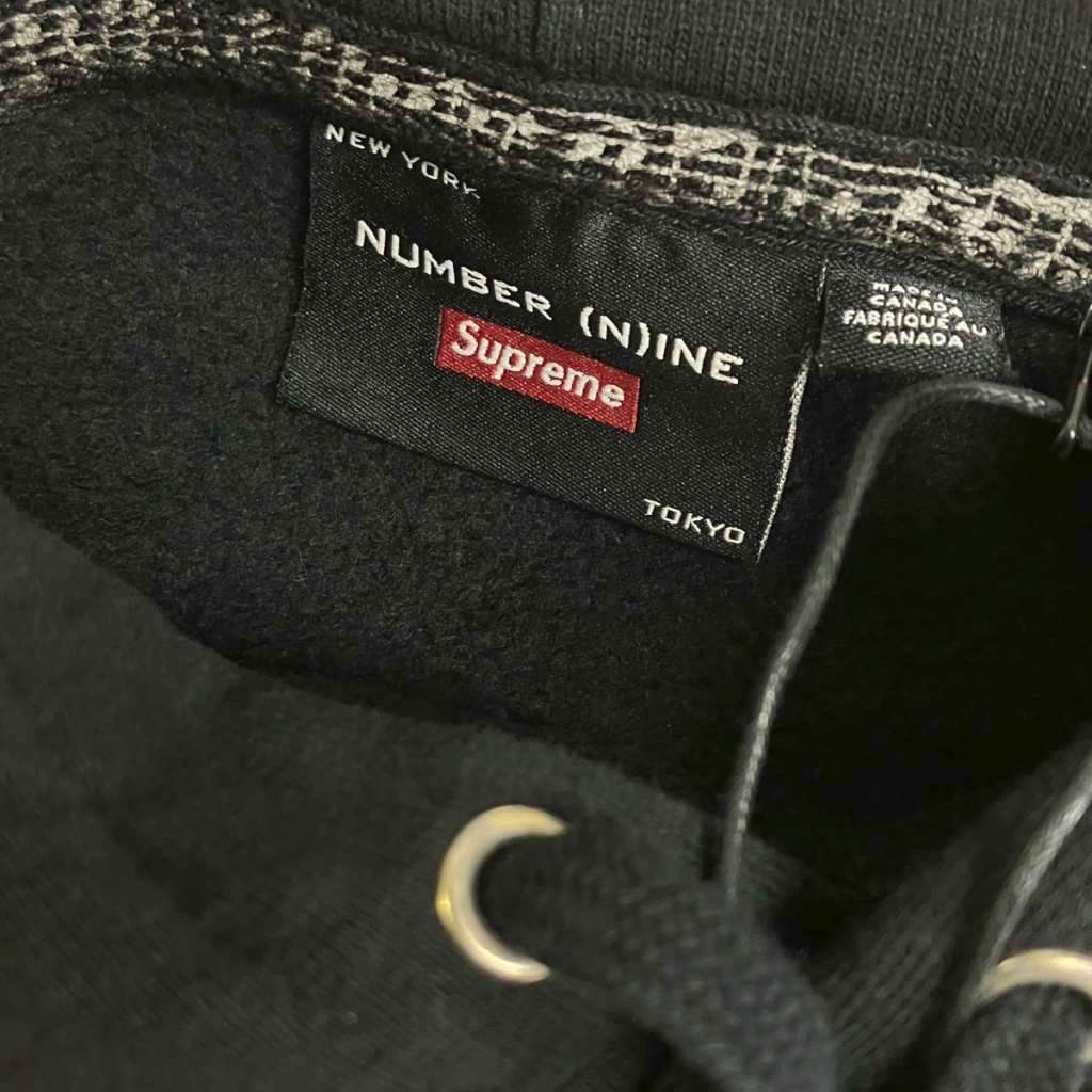 シュプリーム SUPREME ×NUMBER (N)INE HoodedSweatshirt ナンバーナイン スカルプリントパーカー フーディ M ブラック メンズ