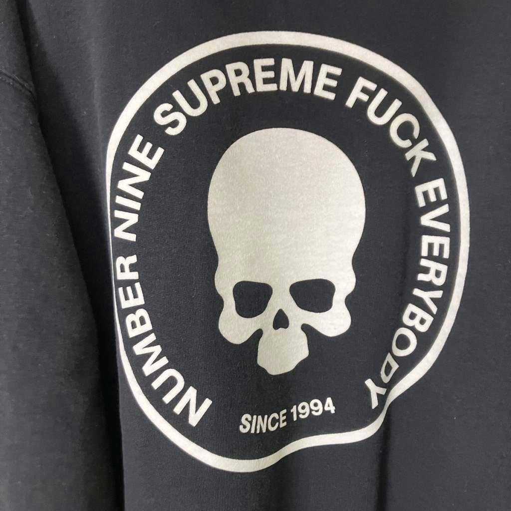 シュプリーム SUPREME ×NUMBER (N)INE HoodedSweatshirt ナンバーナイン スカルプリントパーカー フーディ M ブラック メンズ