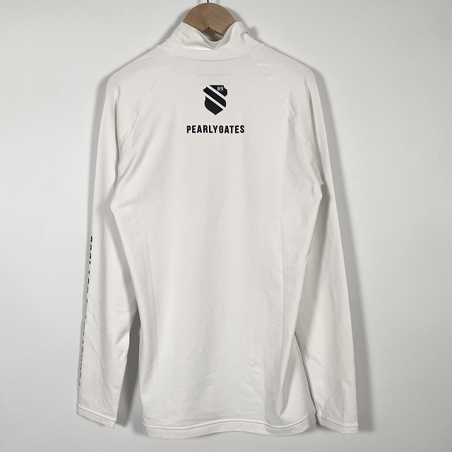 PEARLY GATES モックネック ロゴ入り ゴルフシャツ ホワイト M PEARLY GATES モックネック ロゴ入り ゴルフシャツ ホワイト M PEARLY