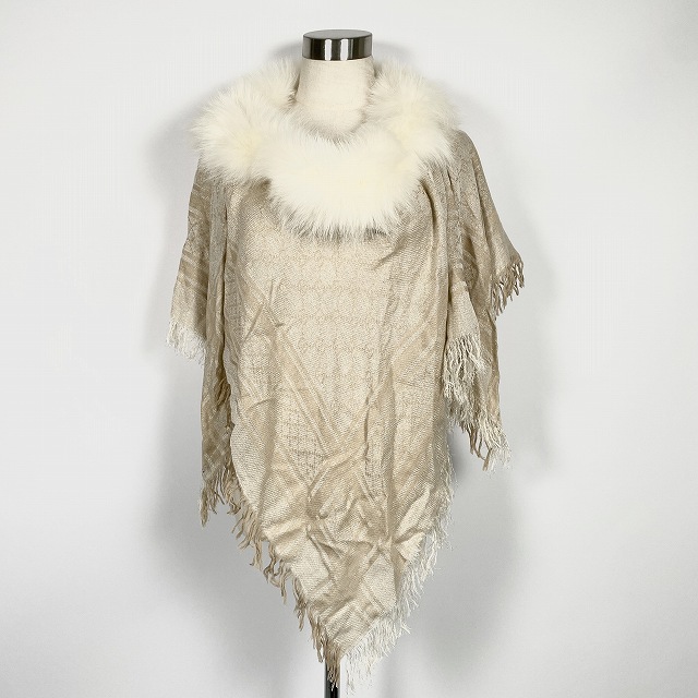 グッチ GUCCI ショール ケープ ストール GG柄 フォックスファー 毛皮