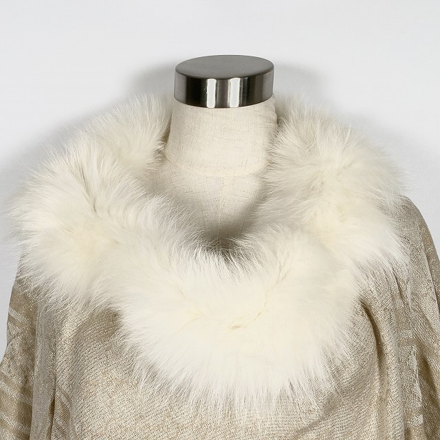 グッチ GUCCI ショール ケープ ストール GG柄 フォックスファー 毛皮