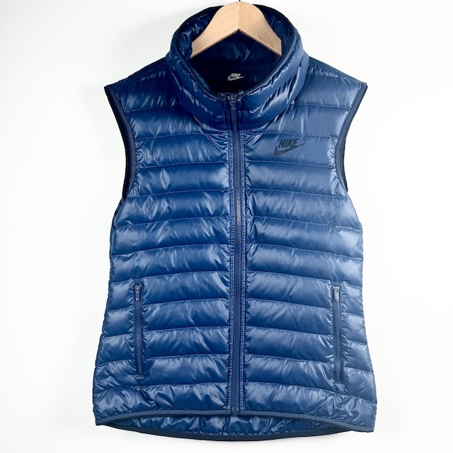 ナイキ NIKE ダウンベスト アウター ロゴプリント 青 ブルー S メンズ  