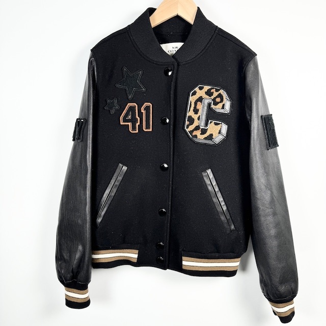 コーチ COACH スタジャン ブルゾン 袖レザー やぎ革使用 ウール  