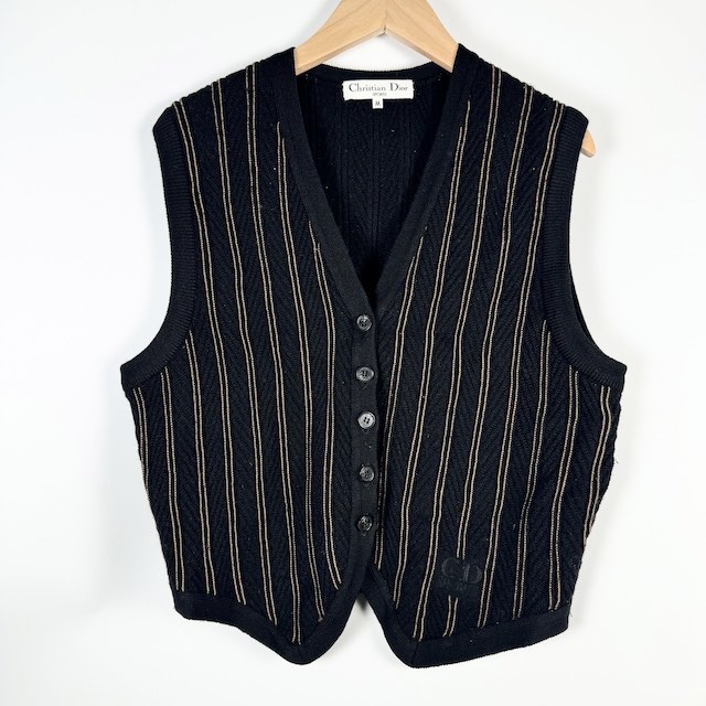 Christian Dior ブラック ニットベスト M 80's】Christian Dior ニット