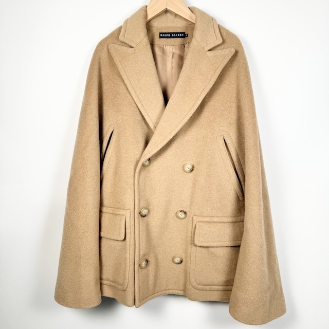ラルフローレン RALPH LAUREN キャメル100% ポンチョ ケープ コート 