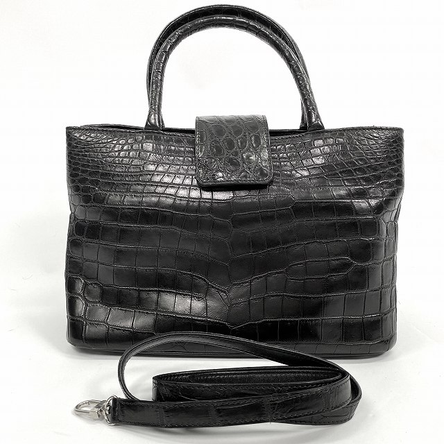 Claude Ferand Paris 2way マットクロコダイル ハンドバッグ センター 