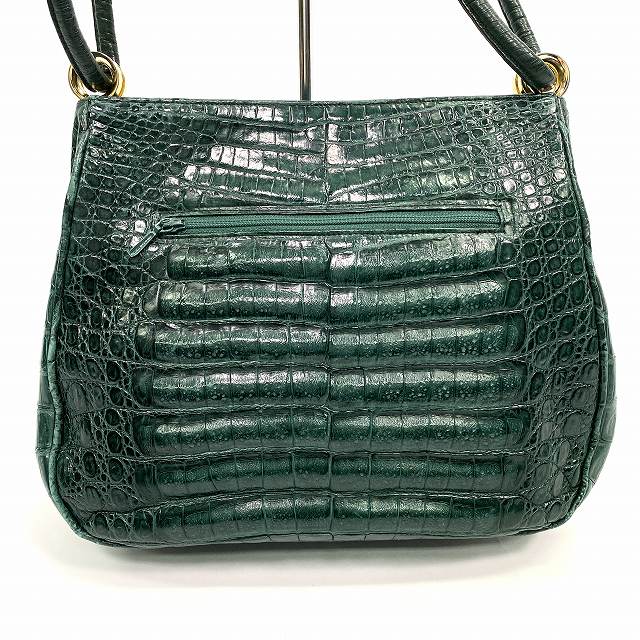 【美品】JRA/カイマンクロコ/グリーン系色/ダイヤルロック式/ハンドバッグ 美品】JRA/カイマンクロコ/グリーン系色/ダイヤルロック式/ハンドバッグ