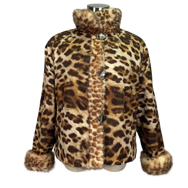 ミンク 毛皮 レオパード柄 ヒョウ柄 総柄 リアルファー リバーシブル