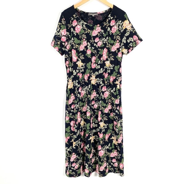 LAURA ASHLEY 花柄 半袖 ワンピース ひざ丈 サイズ13