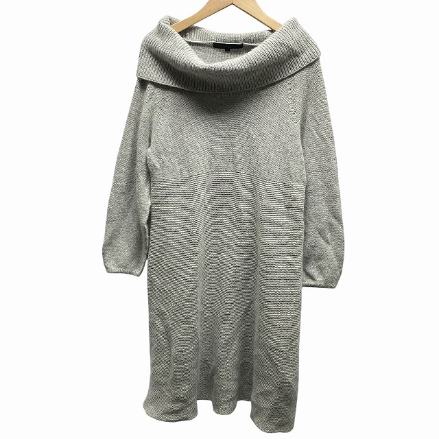 アナイ ANAYI オフタートルネック ニットワンピース アンゴラ混 灰色