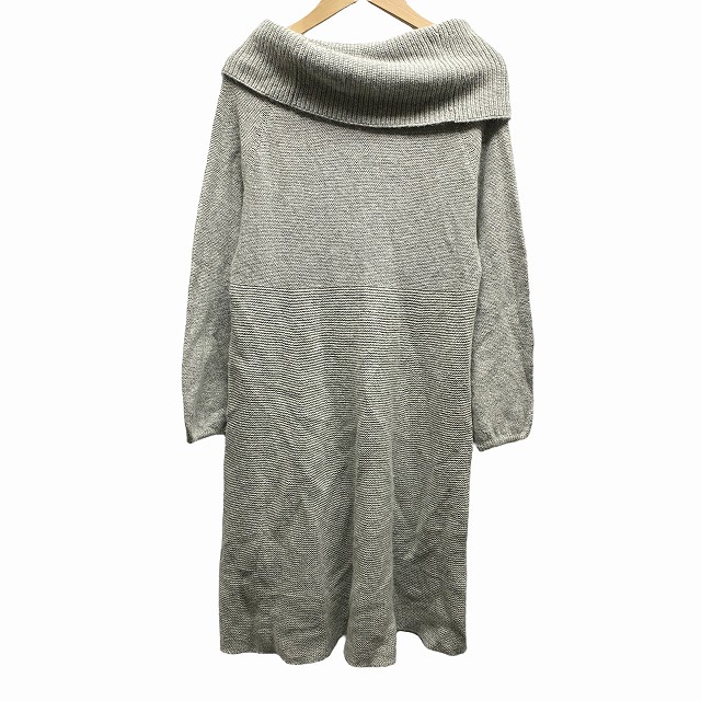 アナイ ANAYI オフタートルネック ニットワンピース アンゴラ混 灰色