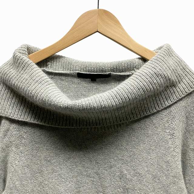 アナイ ANAYI オフタートルネック ニットワンピース アンゴラ混 灰色