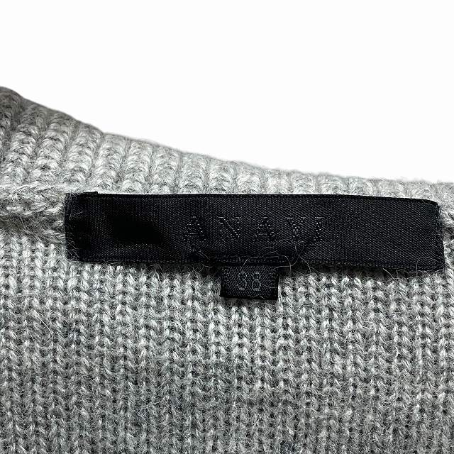 アナイ ANAYI オフタートルネック ニットワンピース アンゴラ混 灰色