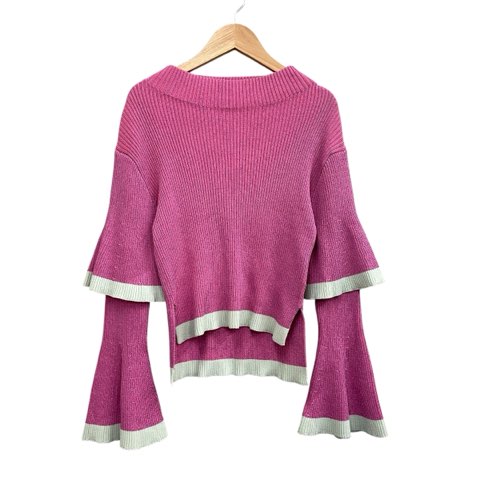 パメオポーズ PAMEO POSE ラメ混ニット プルオーバー リブ編み 袖  