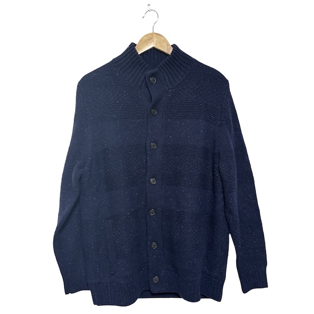 ランズエンド LANDS' END 裏ボアニットカーディガン 長袖 ウール混 紺