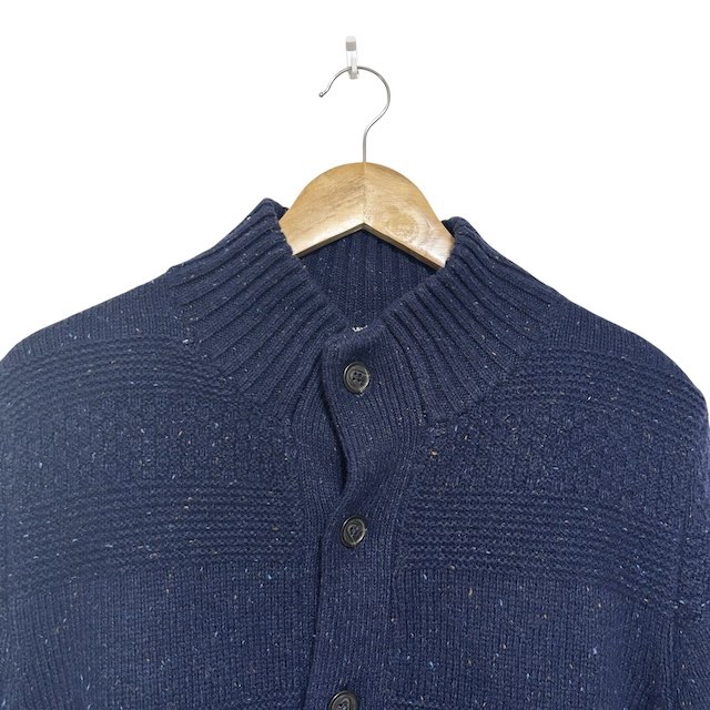 ランズエンド LANDS' END 裏ボアニットカーディガン 長袖 ウール混 紺