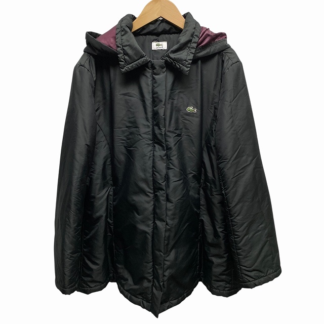 ラコステ LACOSTE 2WAY 中綿入りジャケット フード 長袖 ロゴ 黒 