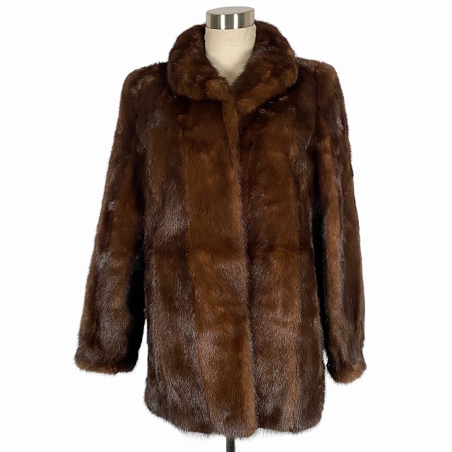 ミンク　毛皮リアルファーコート　ブラウン茶色　9号 ミンク コート 毛皮 リアルファー MINK ブラウン 9 M相当 レディース