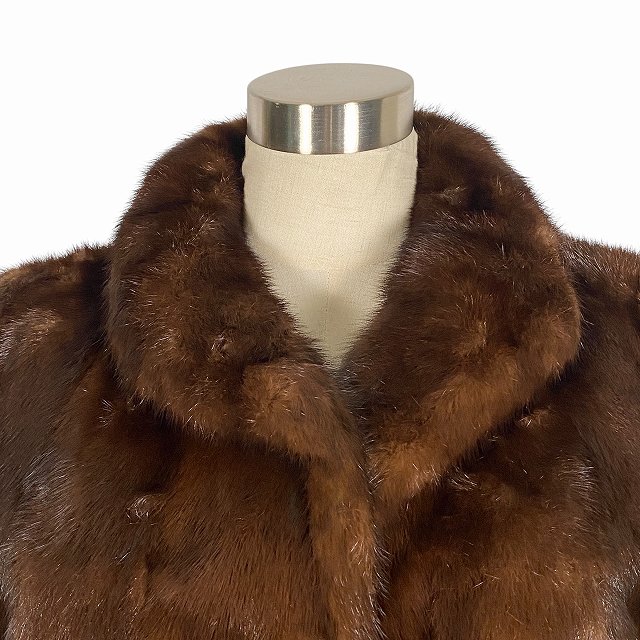 ミンク コート 毛皮 リアルファー MINK ブラウン 9 M相当 レディース