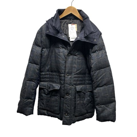 ネイビー チェック ダウンジャケット Mサイズ