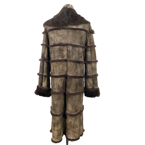 ラビットファー ロングコート 毛皮 リアルファー レザー ダーク