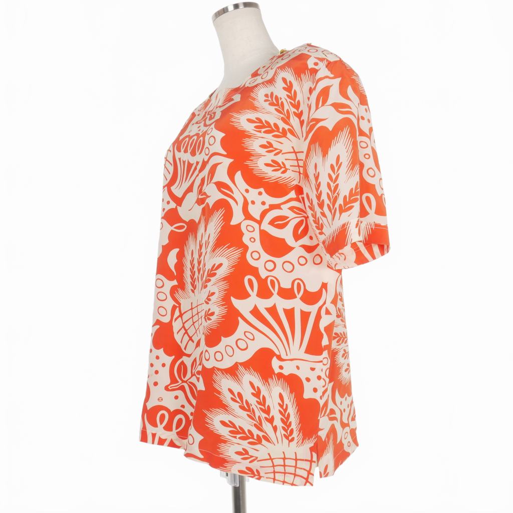 ほぼ未使用☆　CHANEL　シャツ　ブラウス　ココマークボタン　アロハ　シルク シャネル CHANEL ヴィンテージ シルクブラウス トップス アロハ 半袖