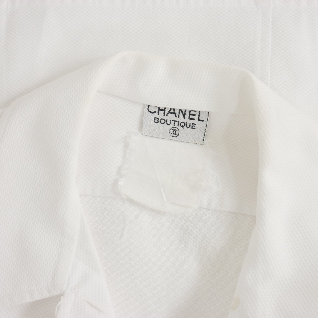 シャネル CHANEL ココボタン ヴィンテージ ノースリーブシャツ 白 