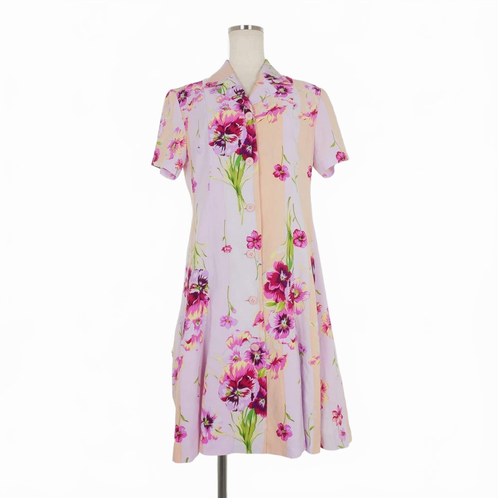 ケンゾー KENZO クラブ CLUB 花柄ワンピース 半袖 ひざ丈 38  