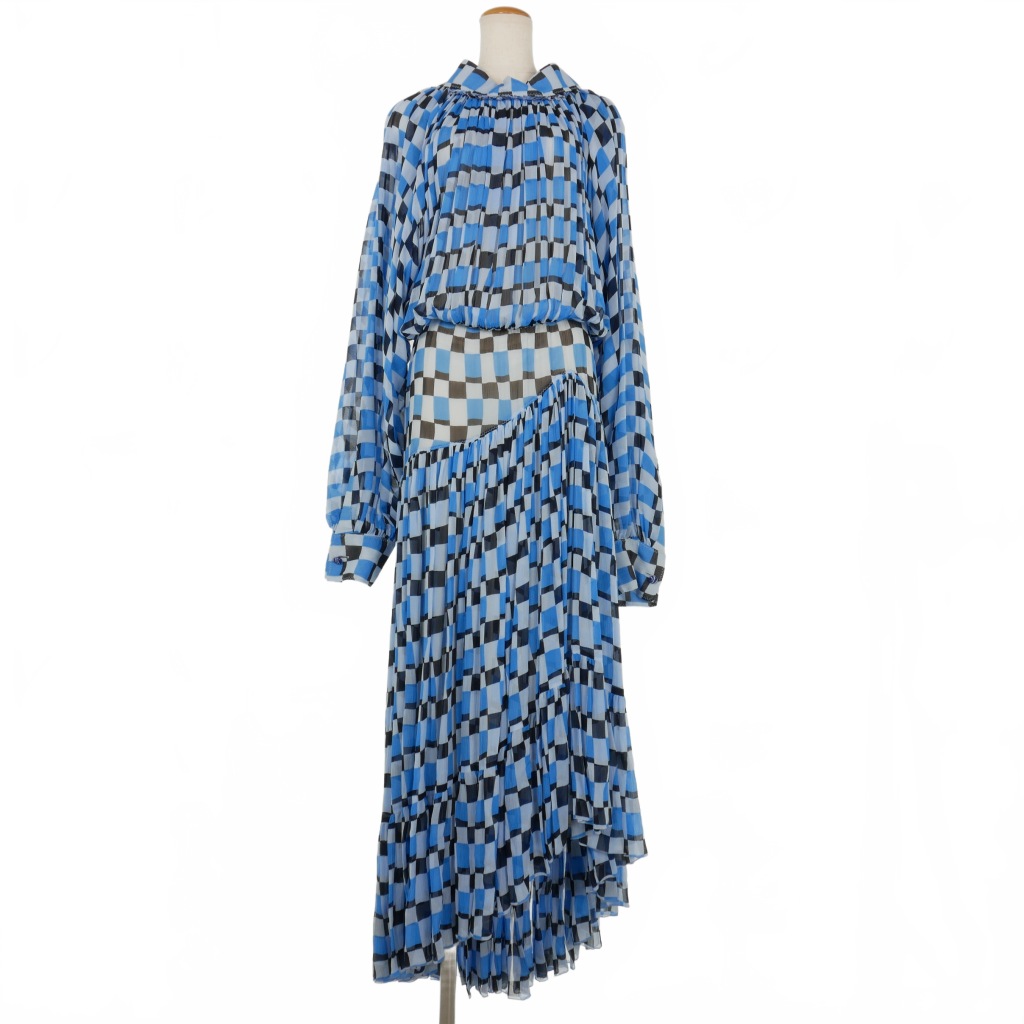 マルニ MARNI 22SS ジオメトリック プリント シルクワンピース ドレス  