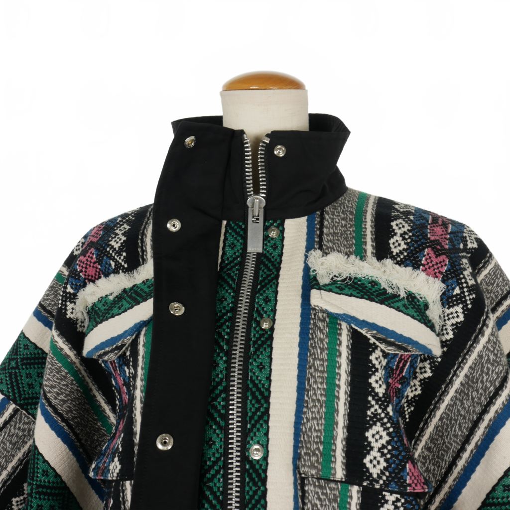 サカイ sacai 22SS ラグジャガードブルゾン フリンジ ジャケット 1 