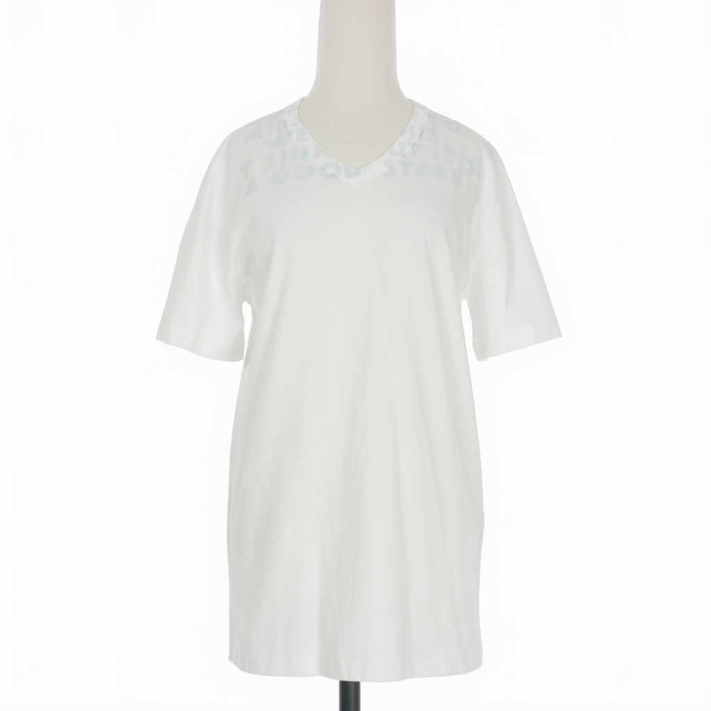 メゾンマルジェラ Maison Margiela 18SS エイズ プリント Tシャツ 半袖 Vネック S 白 ホワイト S51GJ0003S20299 国内正規 レディース メゾンマルジェラ Maison Margiela 18SS エイズ プリント T
