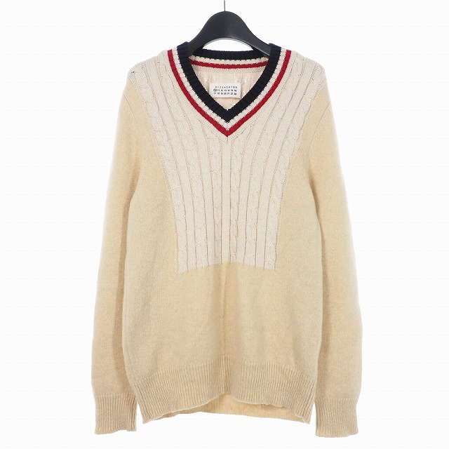 メゾンマルジェラ Maison Margiela 11AW Vネック アラン切替 ニット 