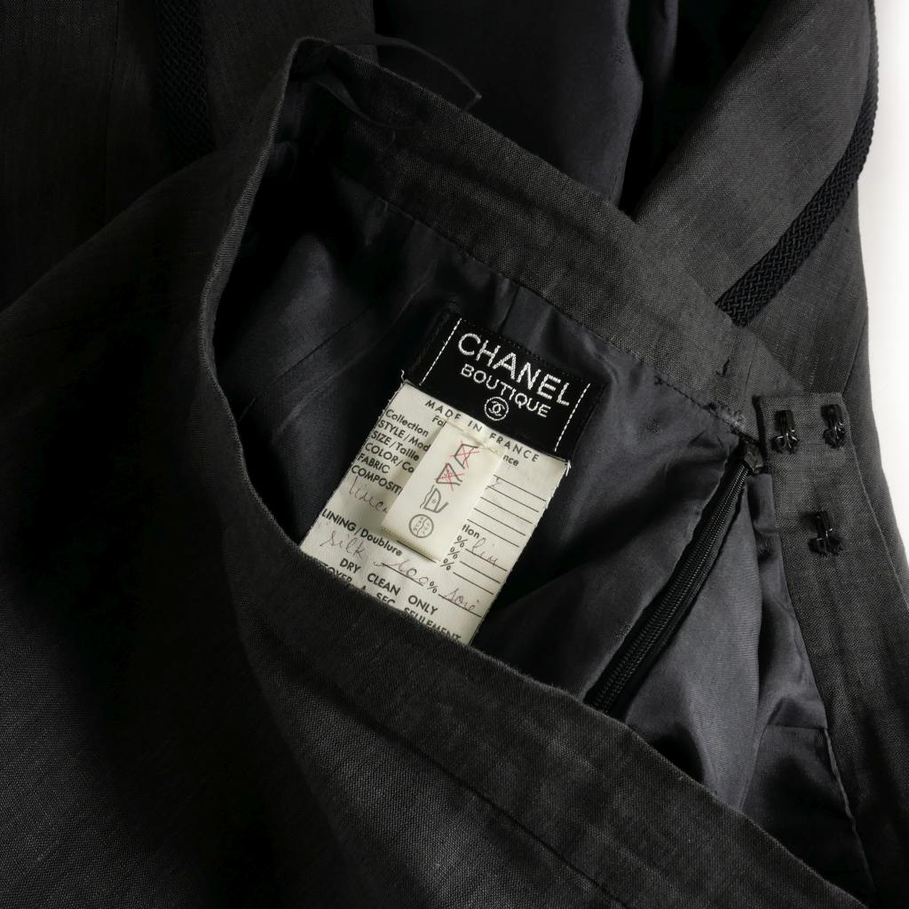 シャネル CHANEL ヴィンテージ リネン スカートスーツ ジャケット  