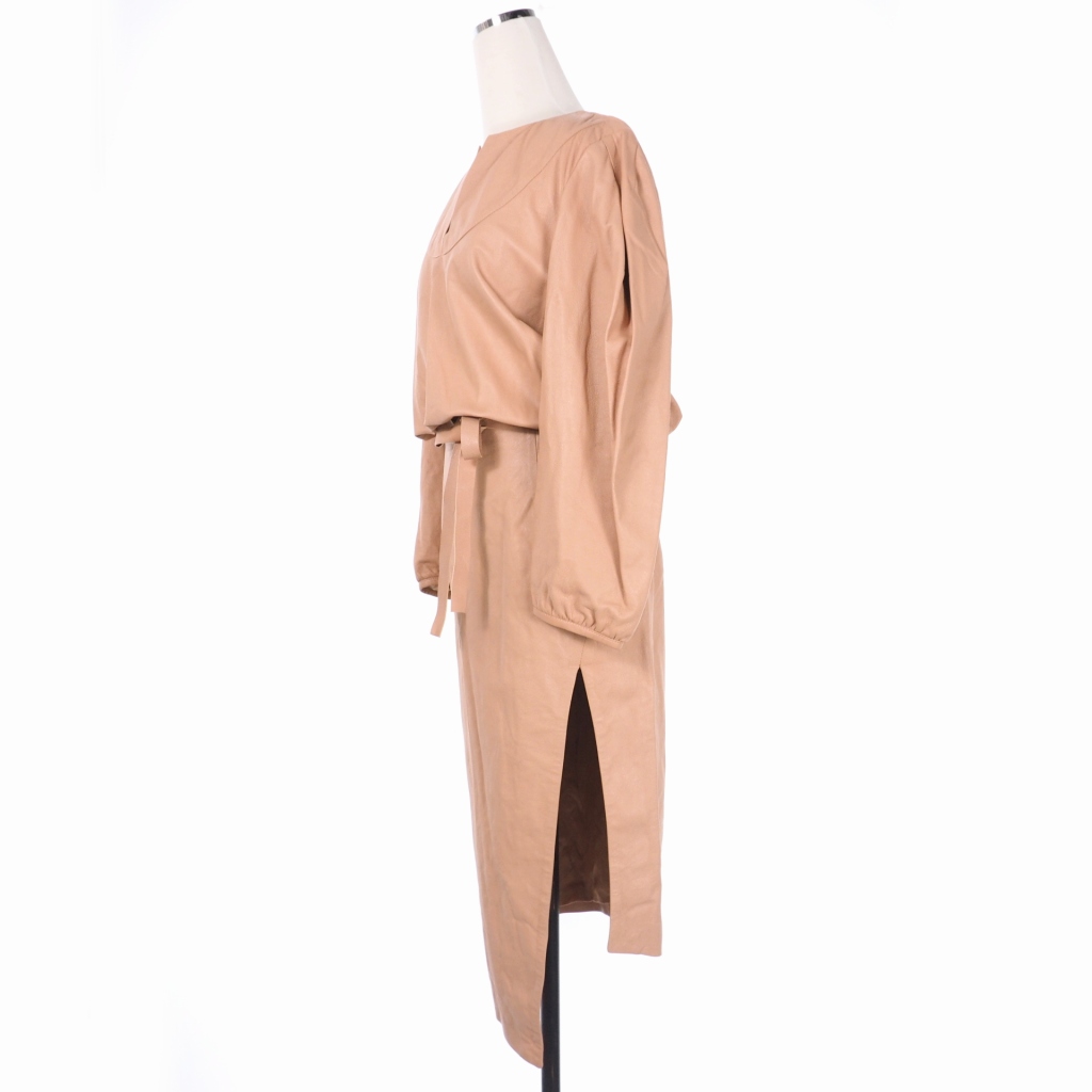 オフホワイト OFF WHITE LEATHER PUFFY SLEEVES DRESS レザー