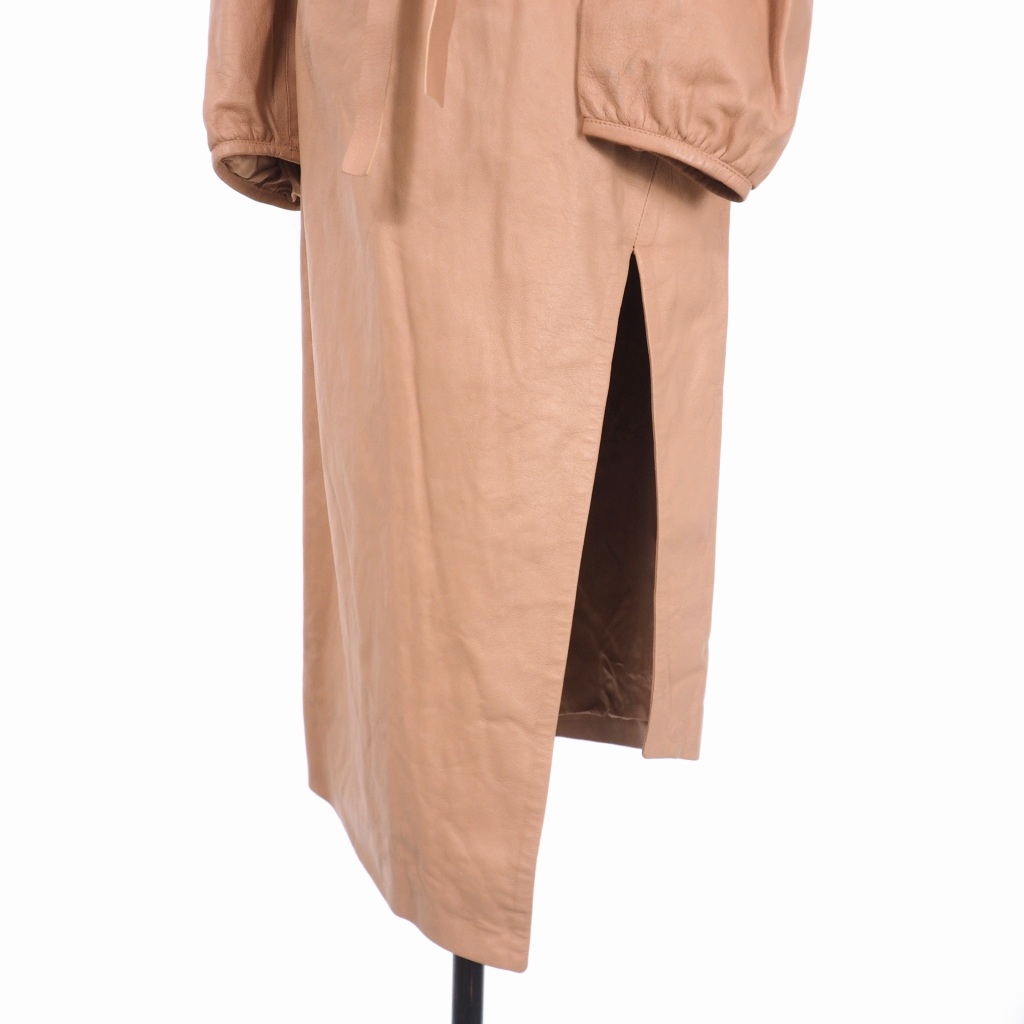 オフホワイト OFF WHITE LEATHER PUFFY SLEEVES DRESS レザー