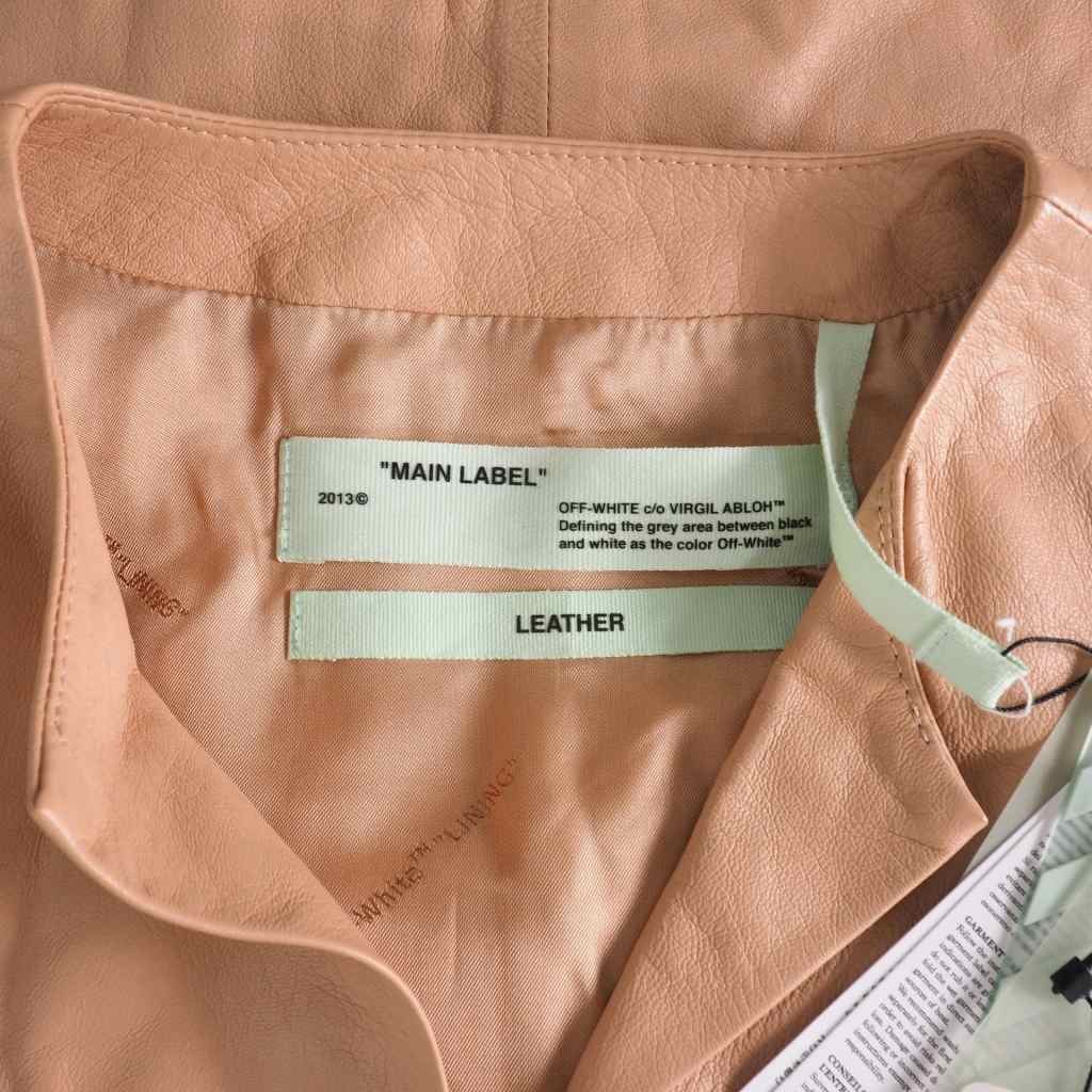 オフホワイト OFF WHITE LEATHER PUFFY SLEEVES DRESS レザー