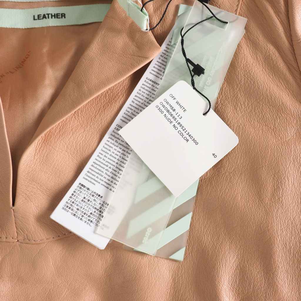 【中古】オフホワイト OFF WHITE LEATHER PUFFY SLEEVES DRESS レザー パフスリーブ ドレス ワンピース 40 ベージュ オフホワイト OFF WHITE LEATHER PUFFY SLEEVES DRESS レザー