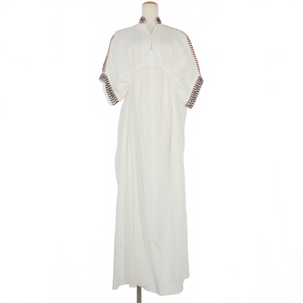 マメクロゴウチ Mame Kurogouchi 19AW テープ刺繍 ロング ワンピース  