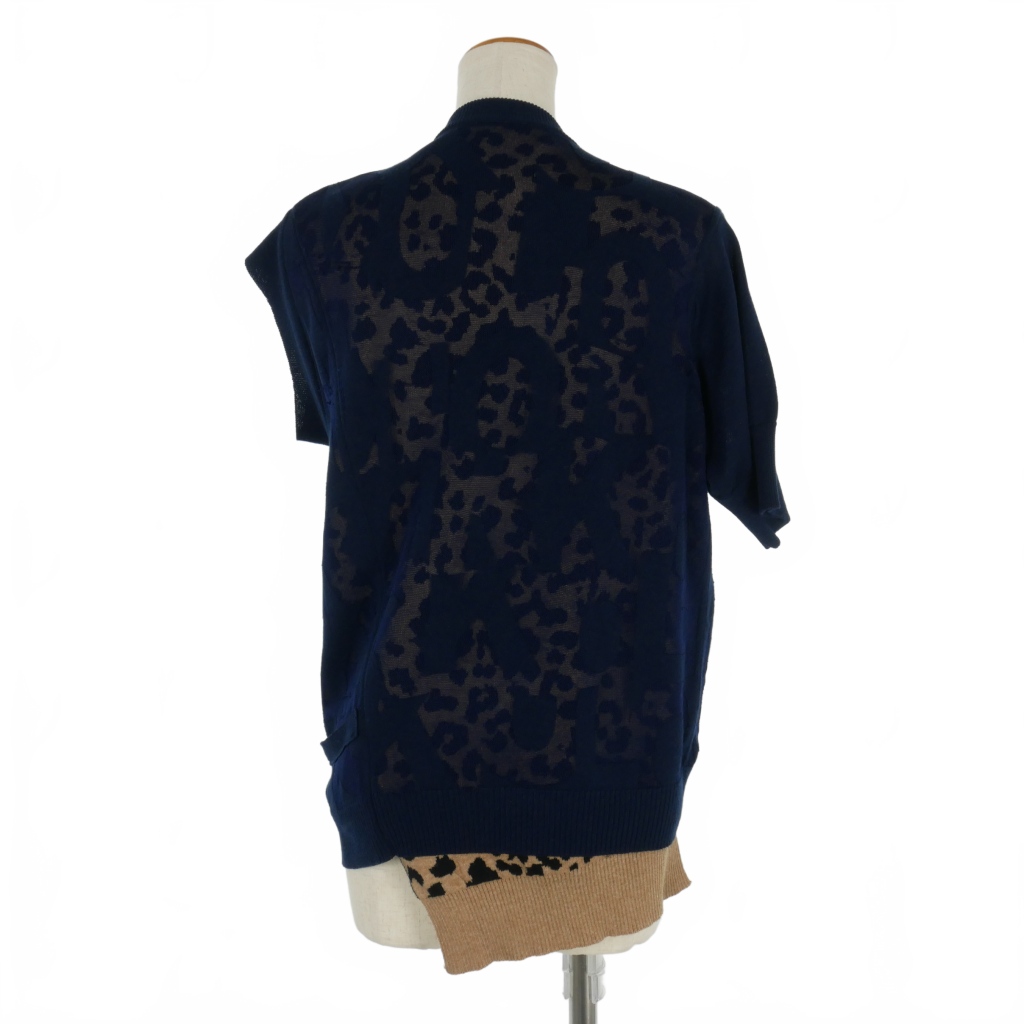 カラー kolor 21SS アシンメトリー レオパード ドッキングニット 半袖 2 紺 ネイビー 21SCL-N04318 レディース カラー kolor 21SS アシンメトリー レオパード ドッキングニット