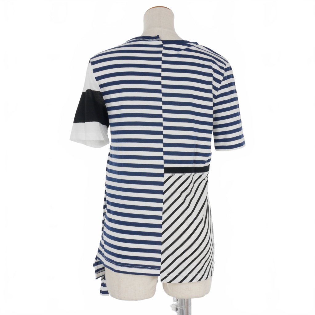 ロエベ LOEWE フリンジ マルチボーダーカットソー Tシャツ 半袖 XS ブルー 青 国内正規 レディース ロエベ LOEWE フリンジ マルチボーダーカットソー Tシャツ 半袖