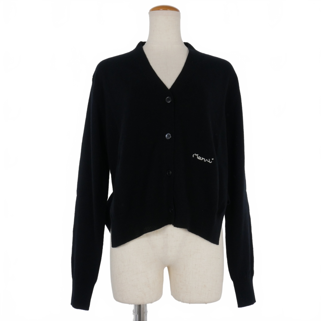 未使用品 マルニ MARNI 22AW ロゴ ニット カーディガン 36 黒 ブラック  
