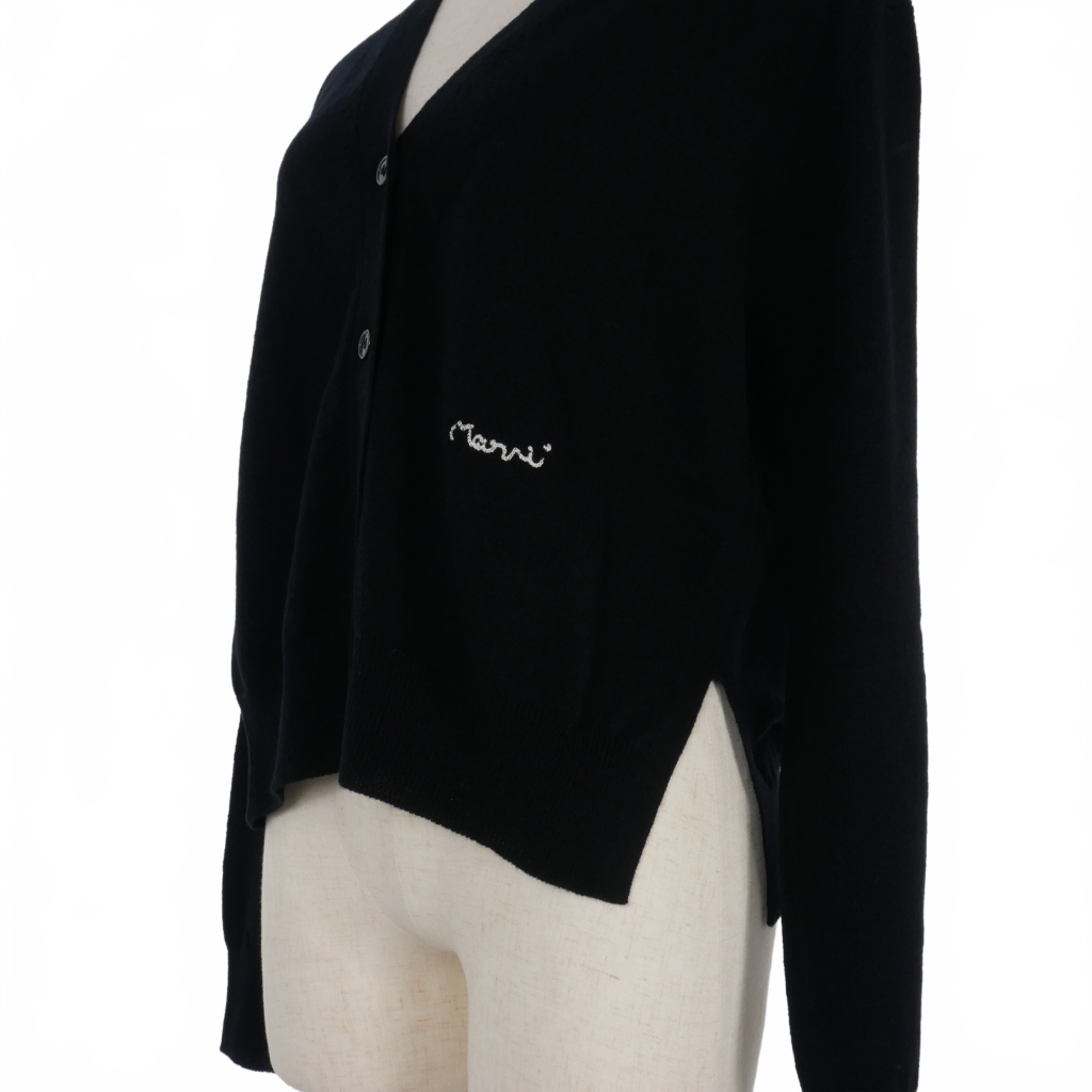 未使用品 マルニ MARNI 22AW ロゴ ニット カーディガン 36 黒 ブラック  