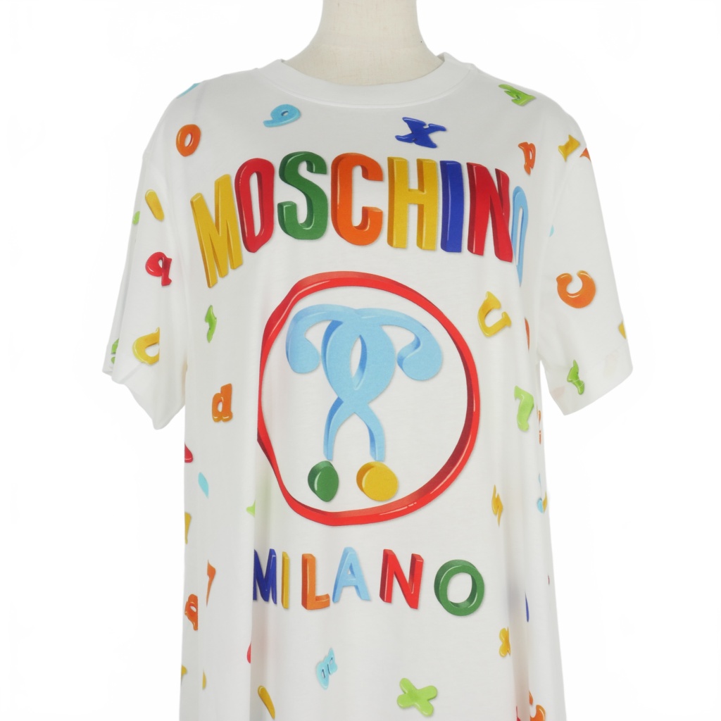 ☆BOUTIQUE MOSCHINO ロゴプリント 半袖チュニック ブラウス☆ ☆BOUTIQUE MOSCHINO ロゴプリント 半袖チュニック ブラウス☆