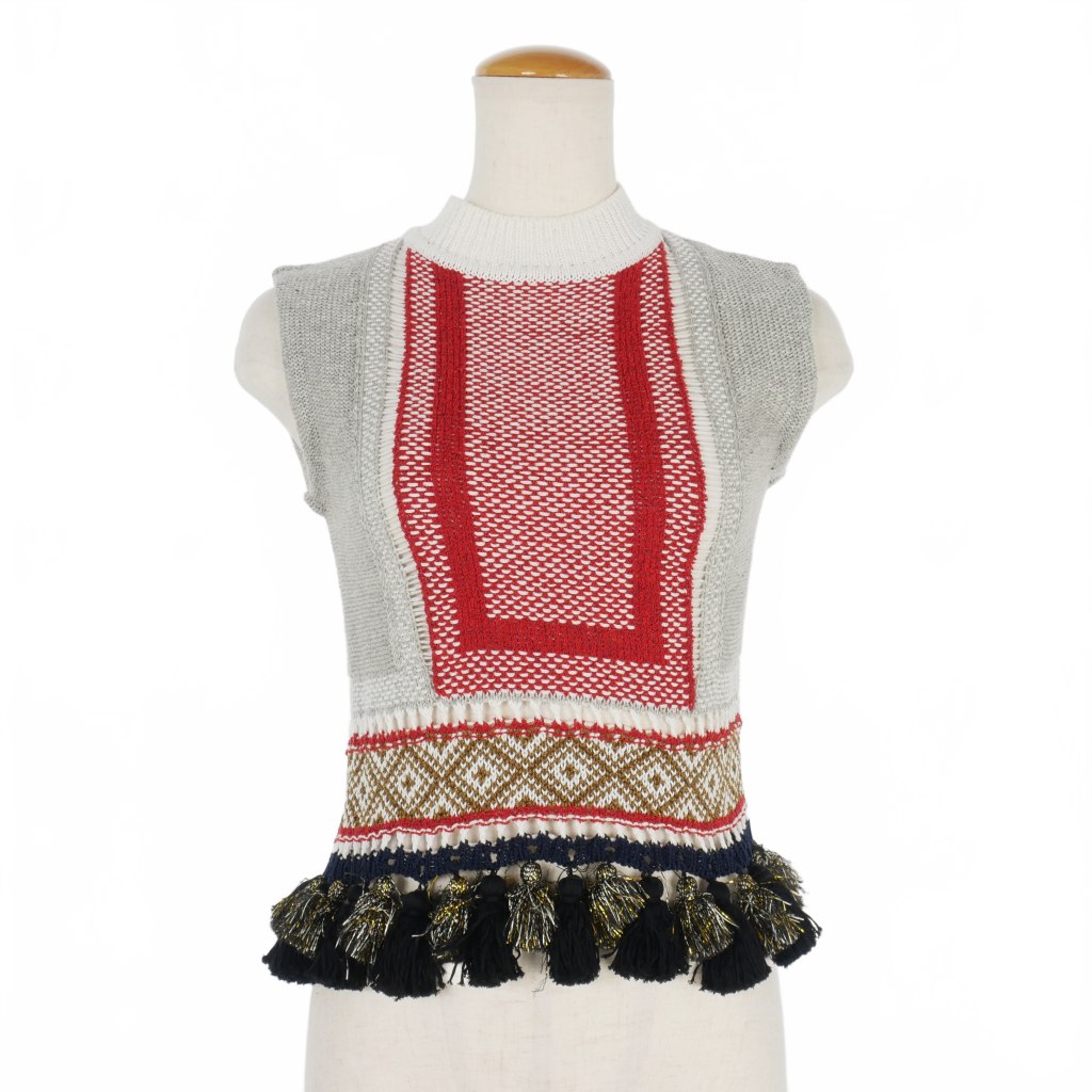 nagikoro5118 マメクロゴウチ ノースリーブ ニットカットソー mame kurogouchi(マメクロゴウチ) 20SS Mixed Knitted Fabric
