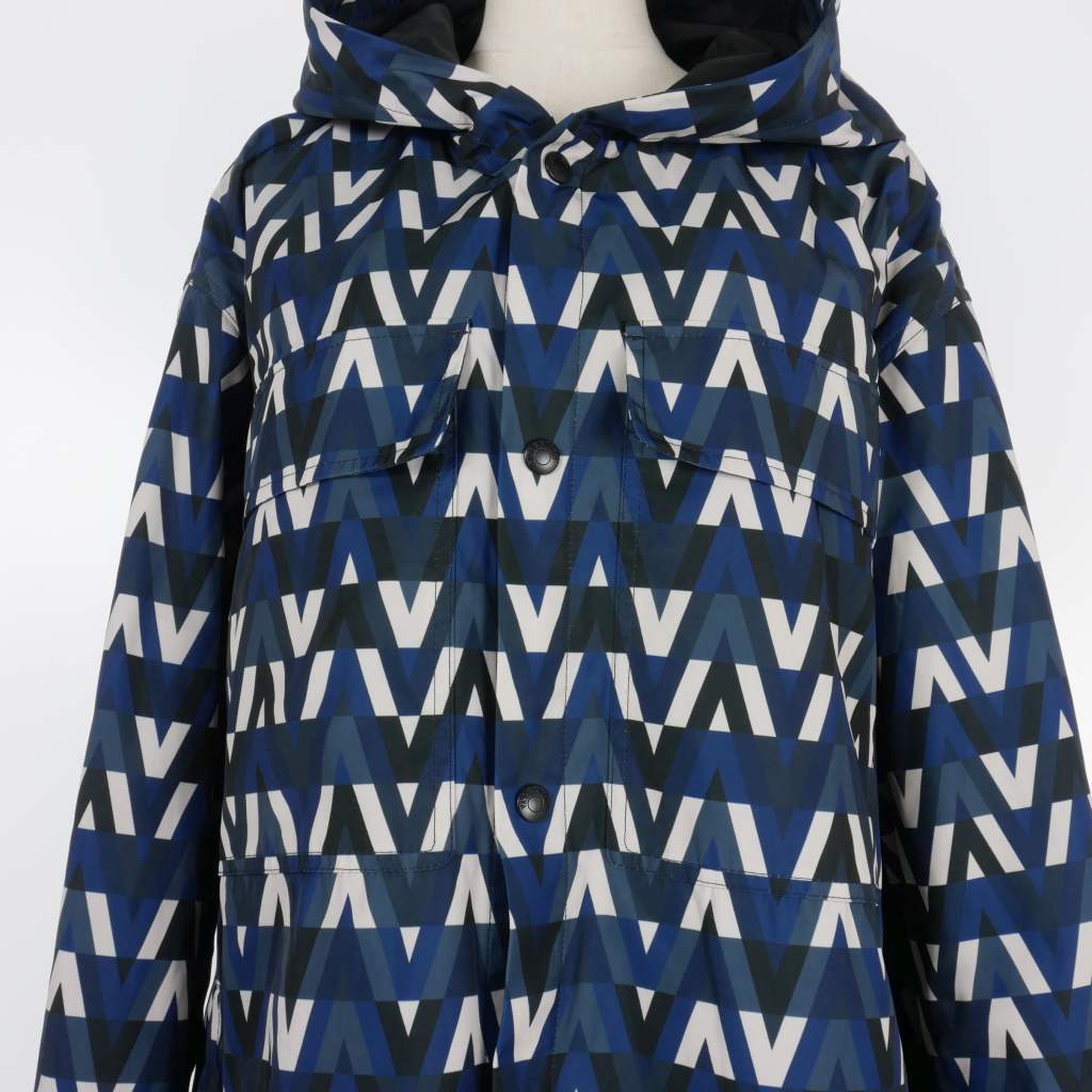 極美品▼VALENTINO ヴァレンティノ 2021年製 Vロゴ総柄 WZIPUP ナイロンジャケット ブルゾン ネイビー 48 イタリア製 正規品 メンズ ヴァレンティノ ヴァレンチノ VALENTINO V OPTICAL JACKET