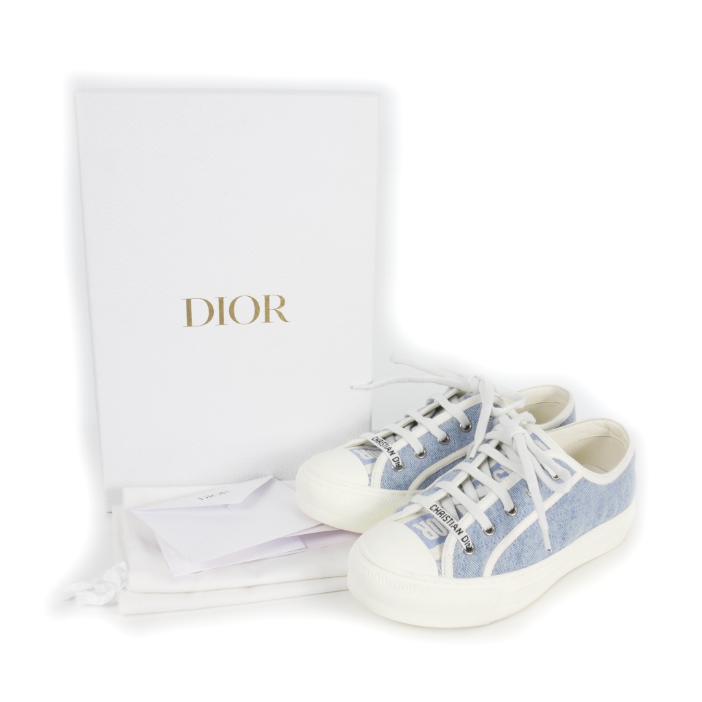 クリスチャンディオール WALKIN DIOR デニム ローカット スニーカー Walk'n'Dior Platform Sneaker Blue Stonewashed-Effect Cotton