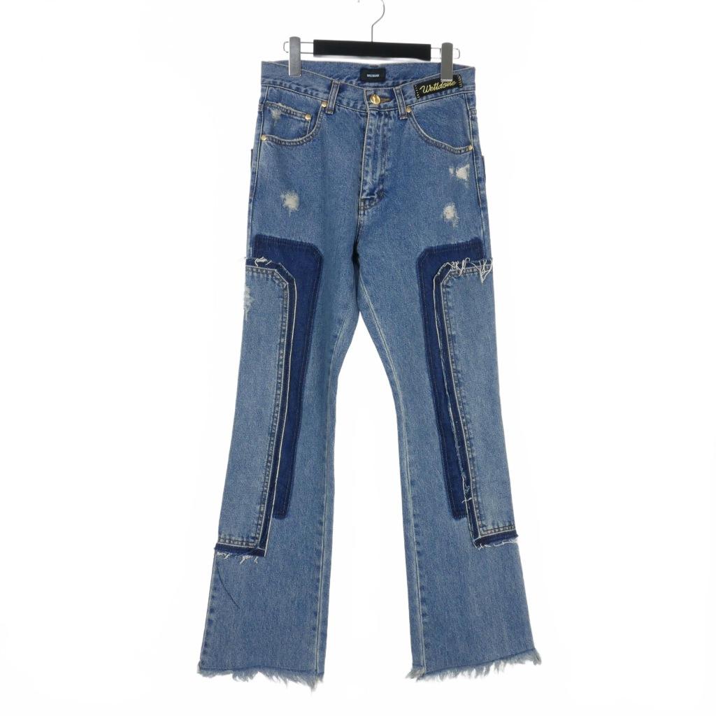 ウェルダン WE11DONE リメイク パッチワークデニム ジーンズ フレア S  