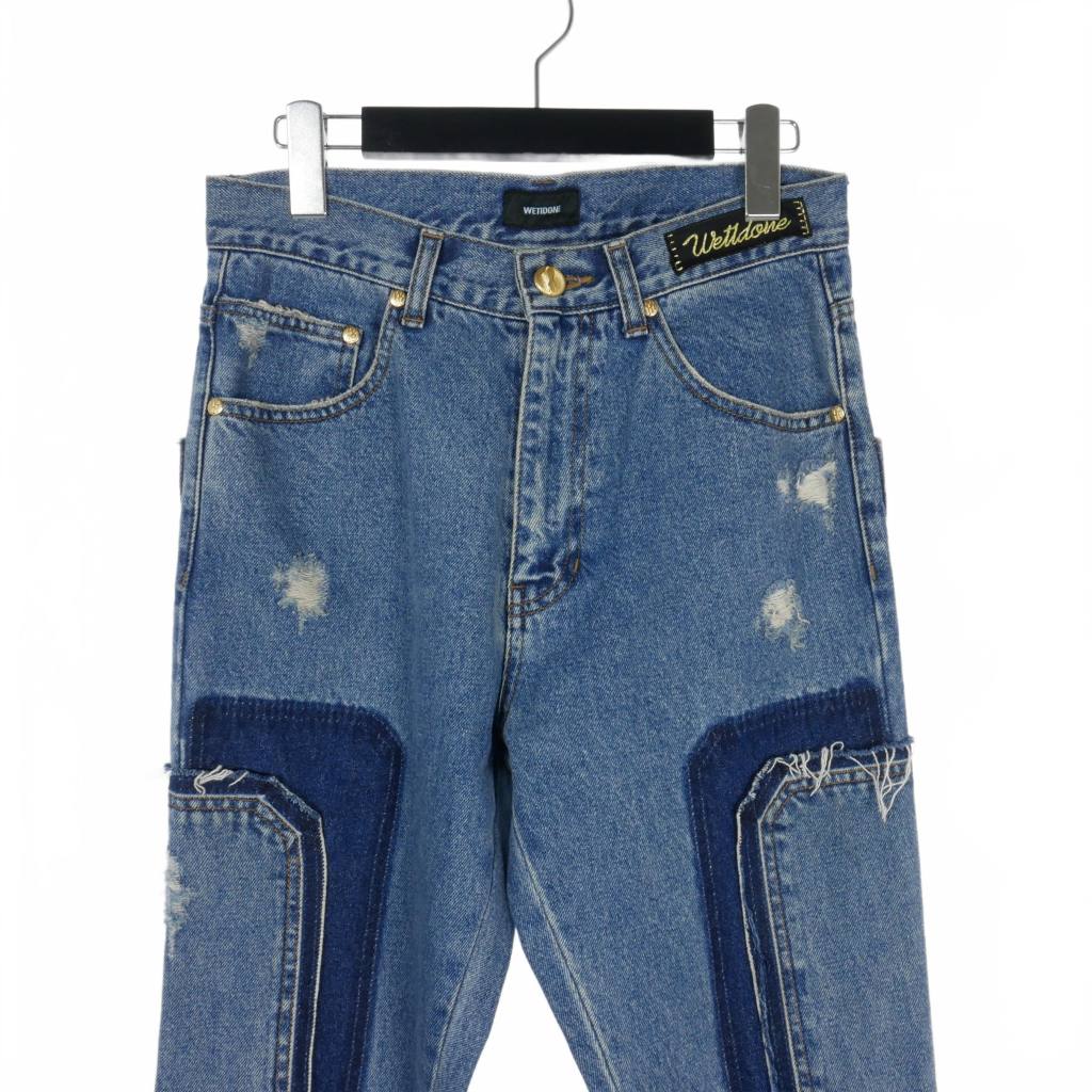 ウェルダン WE11DONE リメイク パッチワークデニム ジーンズ フレア S  
