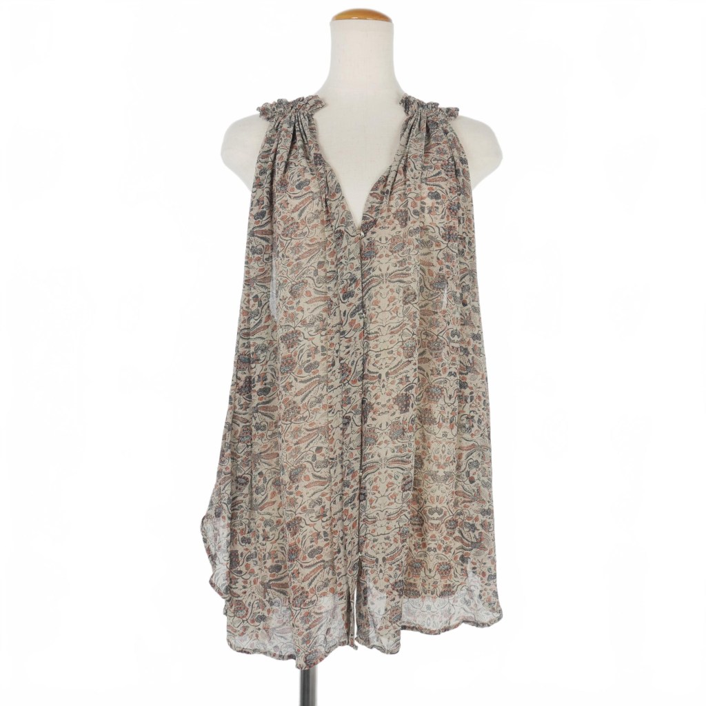 イザベルマラン ISABEL MARANT プリント シルク ノースリーブブラウス 