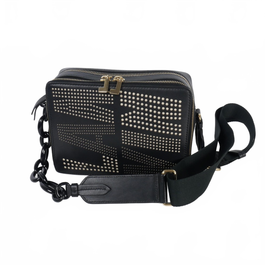 美品/ 保管品 黒レザー ショルダー·パーティーバッグ LANVIN:フランス製 美品/ 保管品 黒レザー ショルダー·パーティーバッグ LANVIN